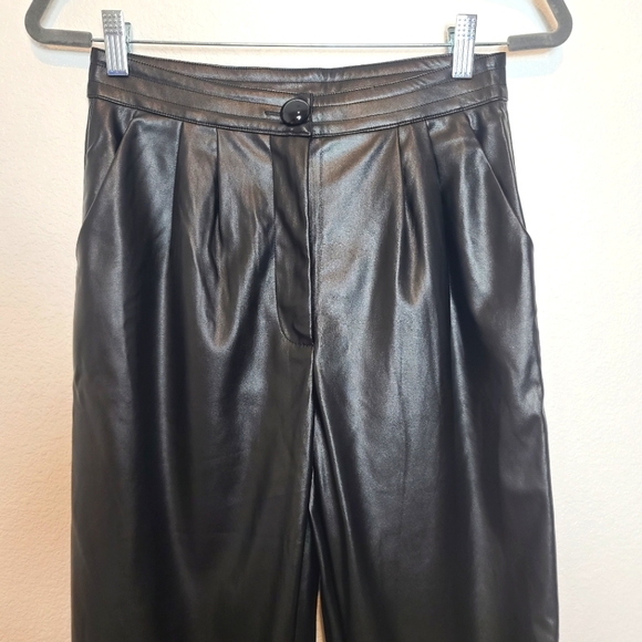 PRINCESS POLLY High Rise Faux Leather Black Straight Leg Pants - Picture 7 of 10